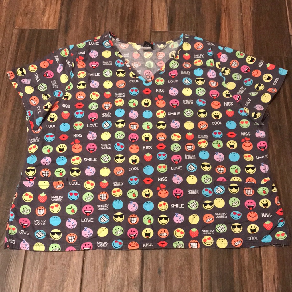 Ln Smiley World Brand Womens Scrub Top